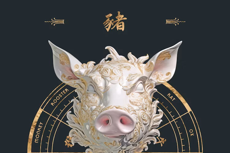 Pig Chinese zodiac illustration