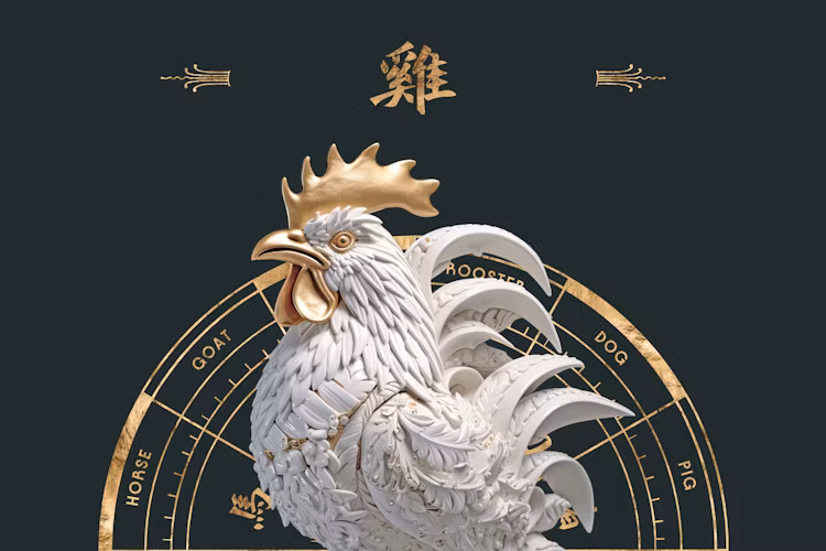 Rooster Chinese zodiac illustration