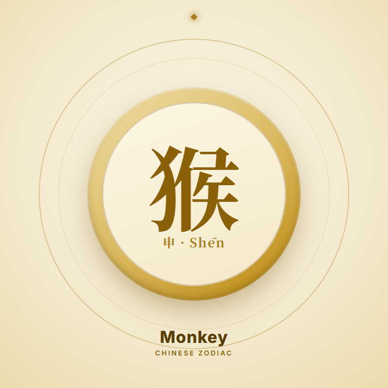 Monkey zodiac emblem